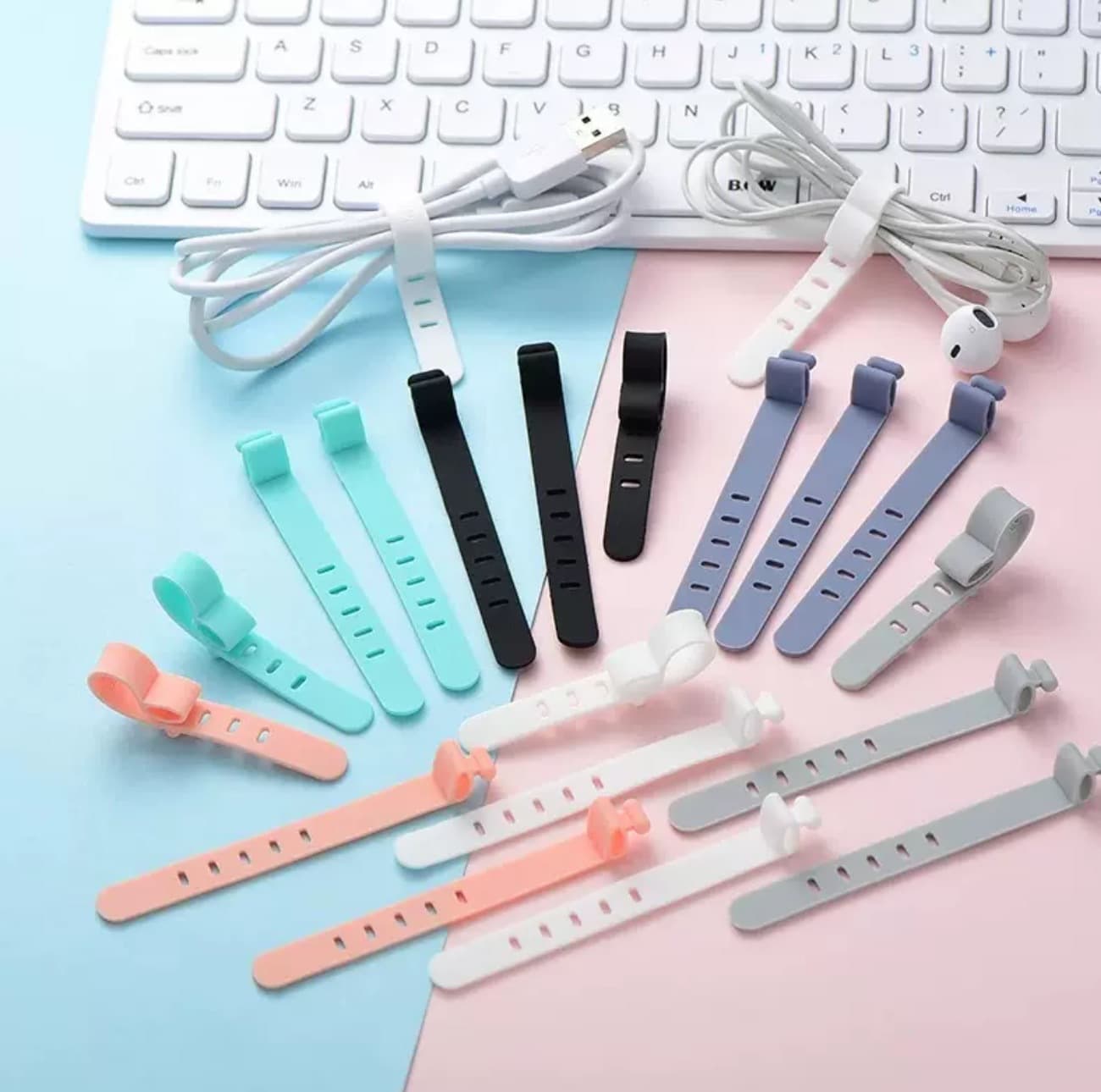 5-Hole Tie for Data Cables, Creative Silicone Cable Organizer, Charger Management Tool, Earphone Wire Winder