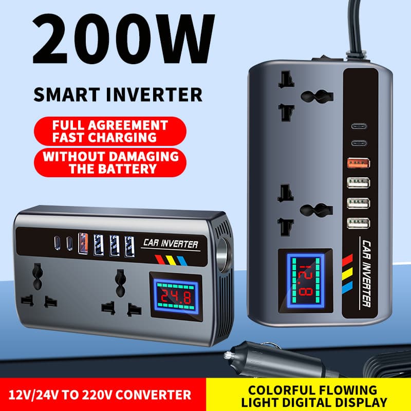 Car Inverter 12V 24V Universal to 220V High Power Smart Car Power Inverter Converter Phone Charger