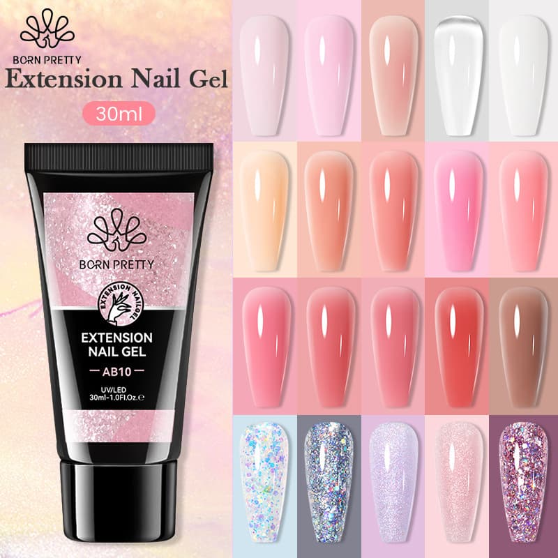 BORN PRETTY manicure extension glue, rapid extension paper-free solid UV glue, 30ml crystal model glue