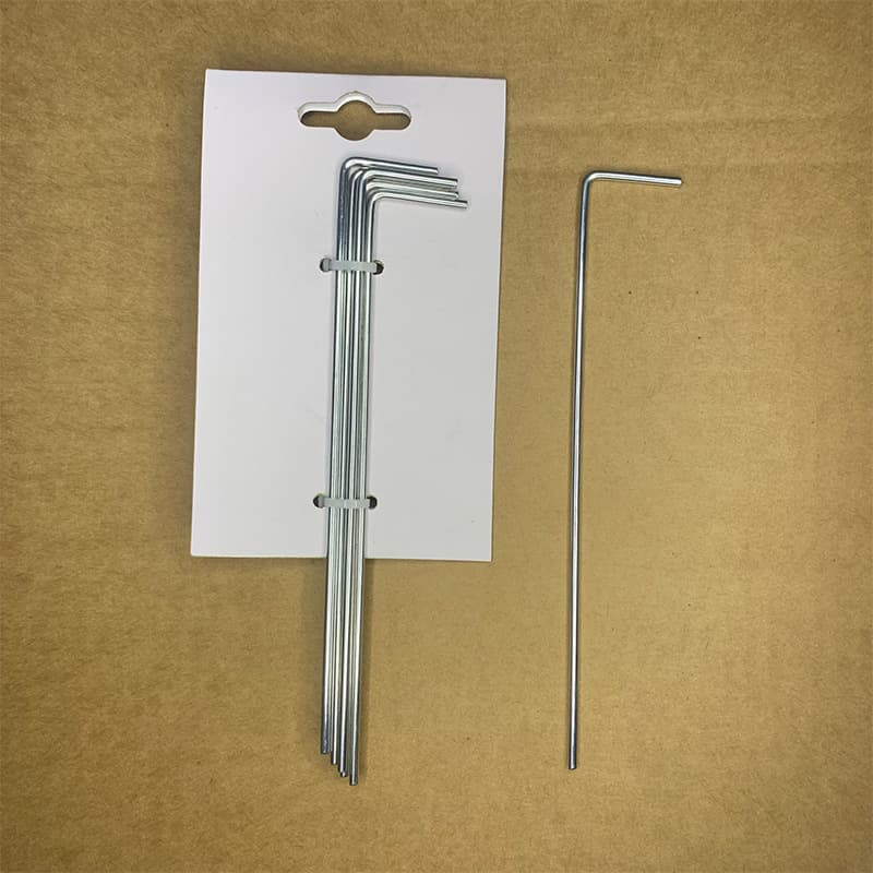 Galvanized 7-Character Hook Type Lawn Ground Stakes Garden Tent Fixing Pins Extra Thick Long J-Shaped Net Fixed Poles