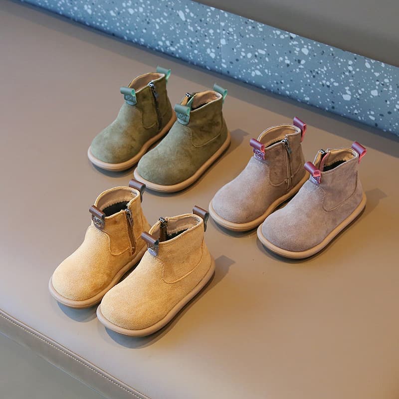 Girls' Suede Retro Short Pile Boots Autumn/Winter New Baby Martin Boots Marled Versatile Casual Boys' Cotton Boots Trendy