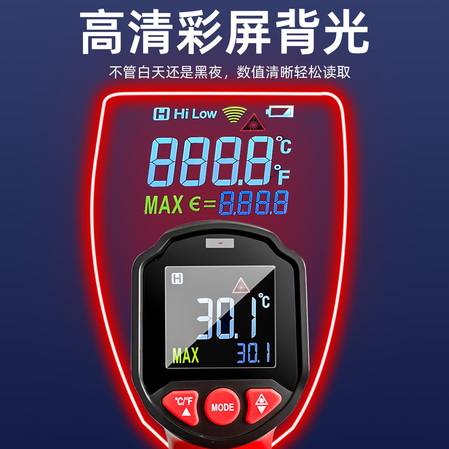 Handheld High Sensitivity High Precision Industrial Thermometer Smart Infrared Thermometer Industrial Temperature Gun