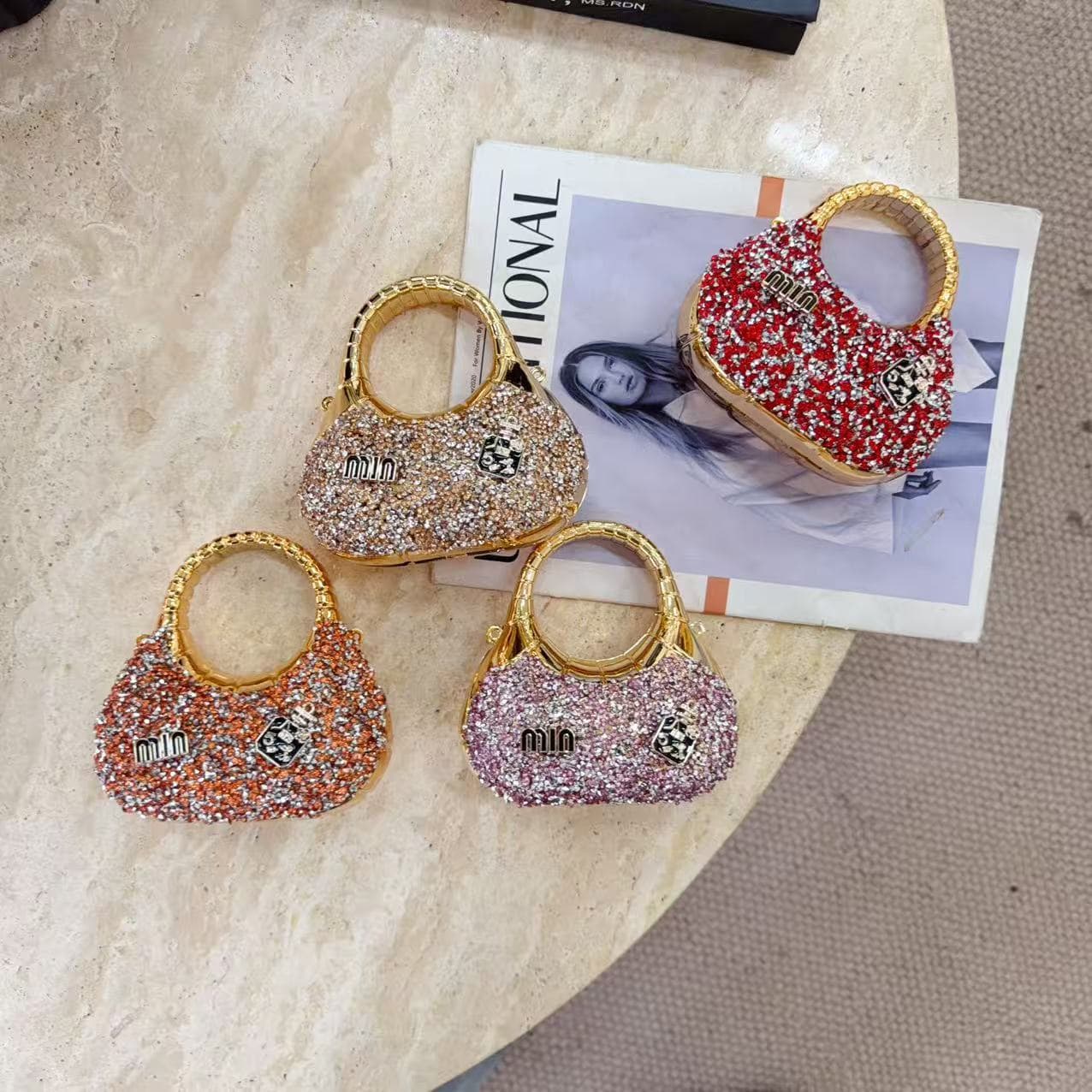 European and American cross-border diamond-encrusted acrylic bag mini children's diamond-embellished bag small handbag shoulder bag coin purse bag glittering diamond