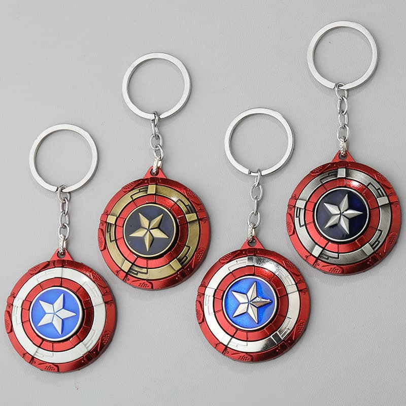 Creative Marvel Series Captain America Rotating Drip Shield Avengers Keychain Car Key Pendant