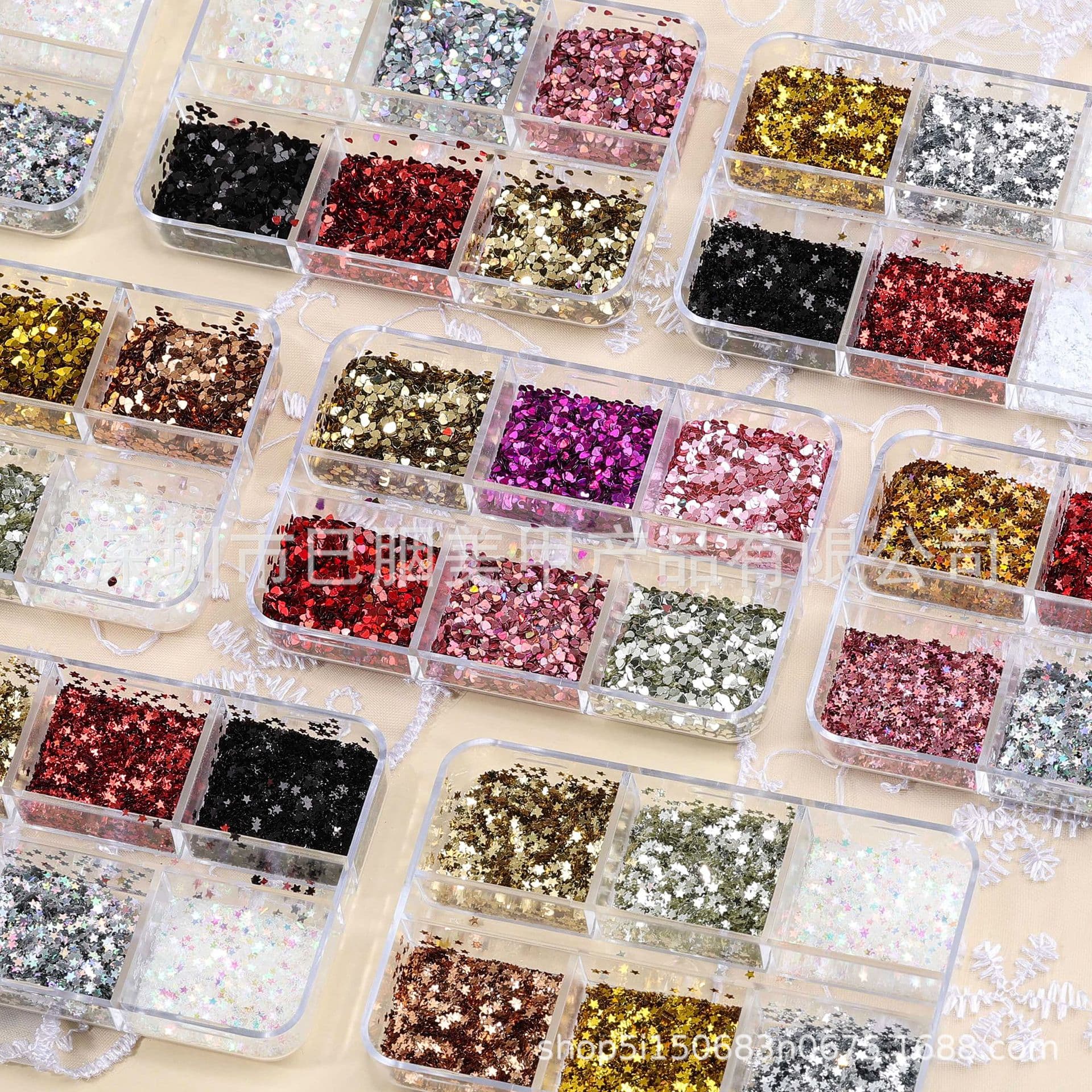 Cross-border Nail Art Mini Glitter 1MM Mini Five-pointed Star Heart Nail Decoration Epoxy Resin Accessories