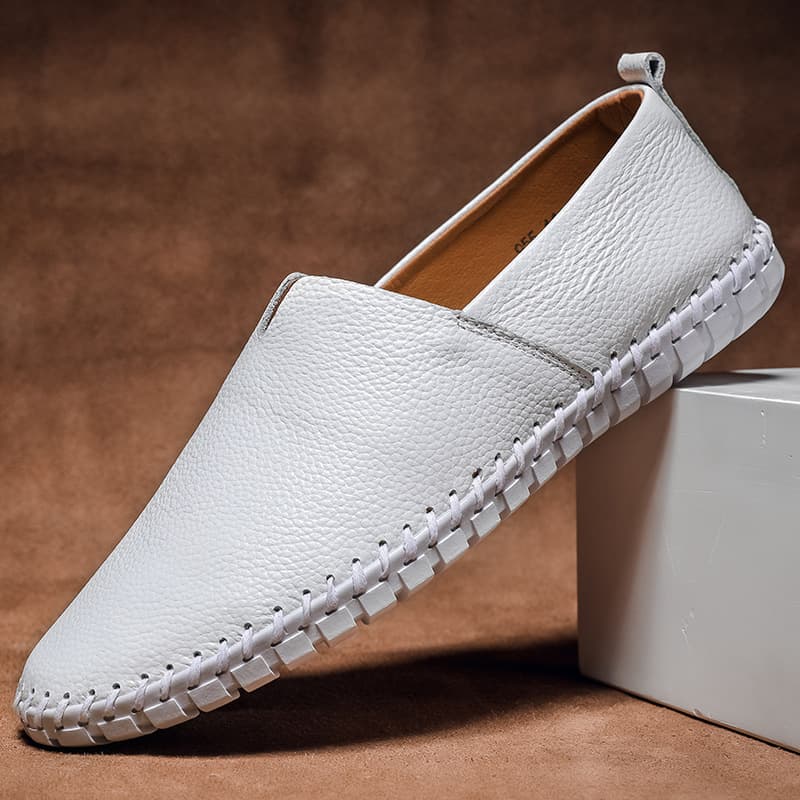 Men's Casual Loafers, European and American Style, Low-Top Breathable Driving Shoes, Cross-Border Large Size Leather Shoes