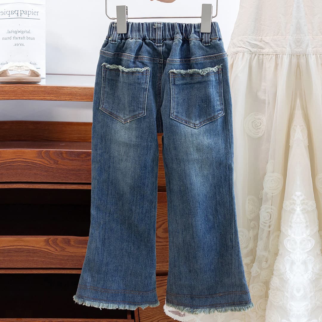 Children's clothing wholesale girls' jeans spring and autumn 26 new style children's fashionable casual pants girls' flared jeans