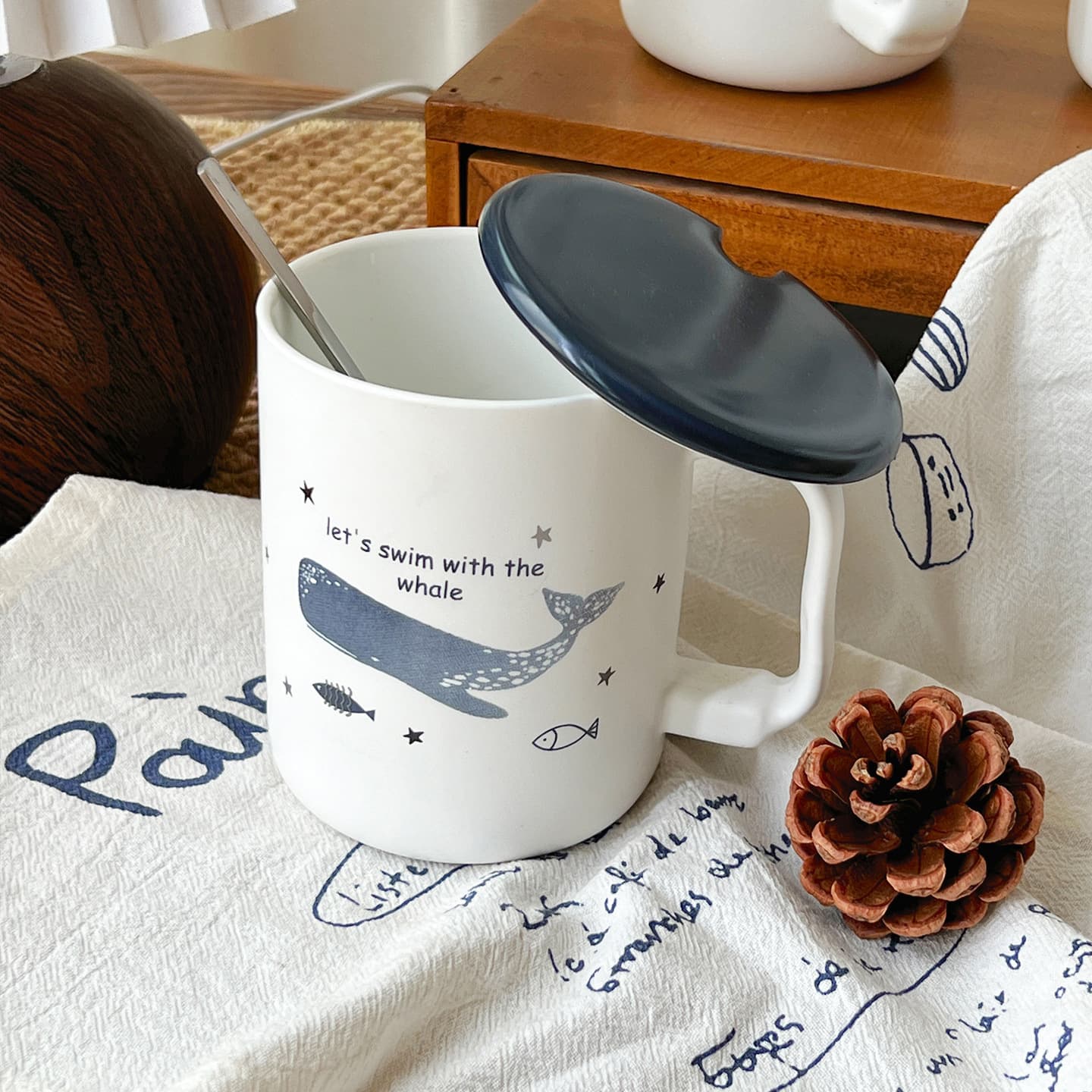 Ocean World Whale Ceramic Mug, Home Drinking Cup, High Appearance Milk Cup, Coffee Cup, Juice Cup