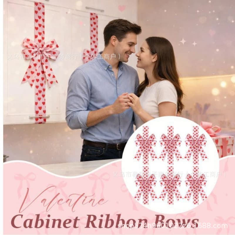 Amazon New Love Heart Bow Decoration Ribbon Valentine's Day Cabinet Bow Decoration
