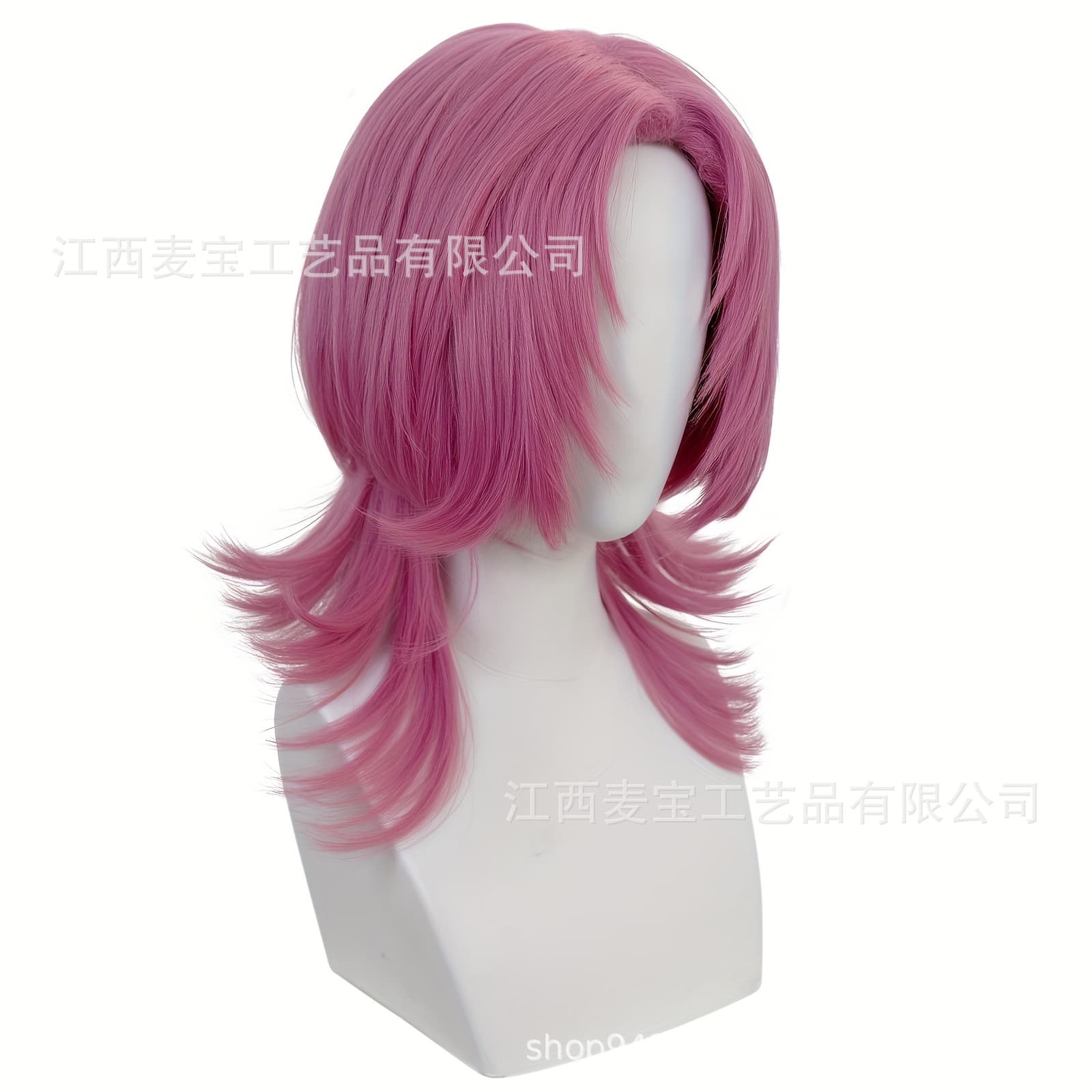 Pink Center Part Cosplay Wig Scalp Top Pink Flip Wig