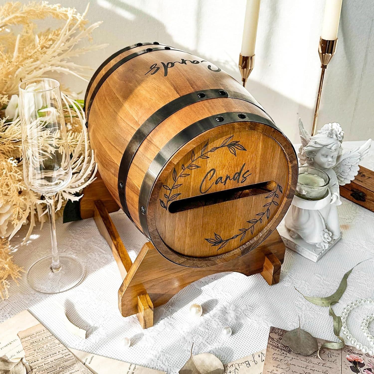 Cross-border solid wood barrel-shaped mailbox, cardboard bucket, bar counter mailbox, hotel and restaurant suggestion collection barrel