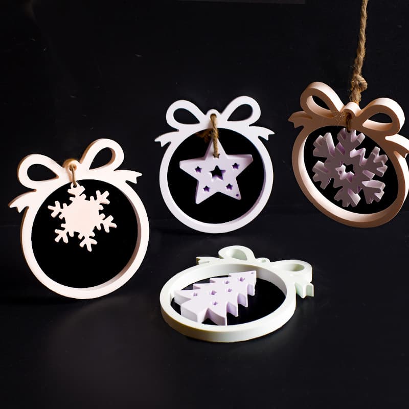 Christmas Bow Hanging Tag Mold Series - Christmas Tree, Pine Tree, Elk, Snowflake, Star Hanging Tag Pendant Silicone Mold