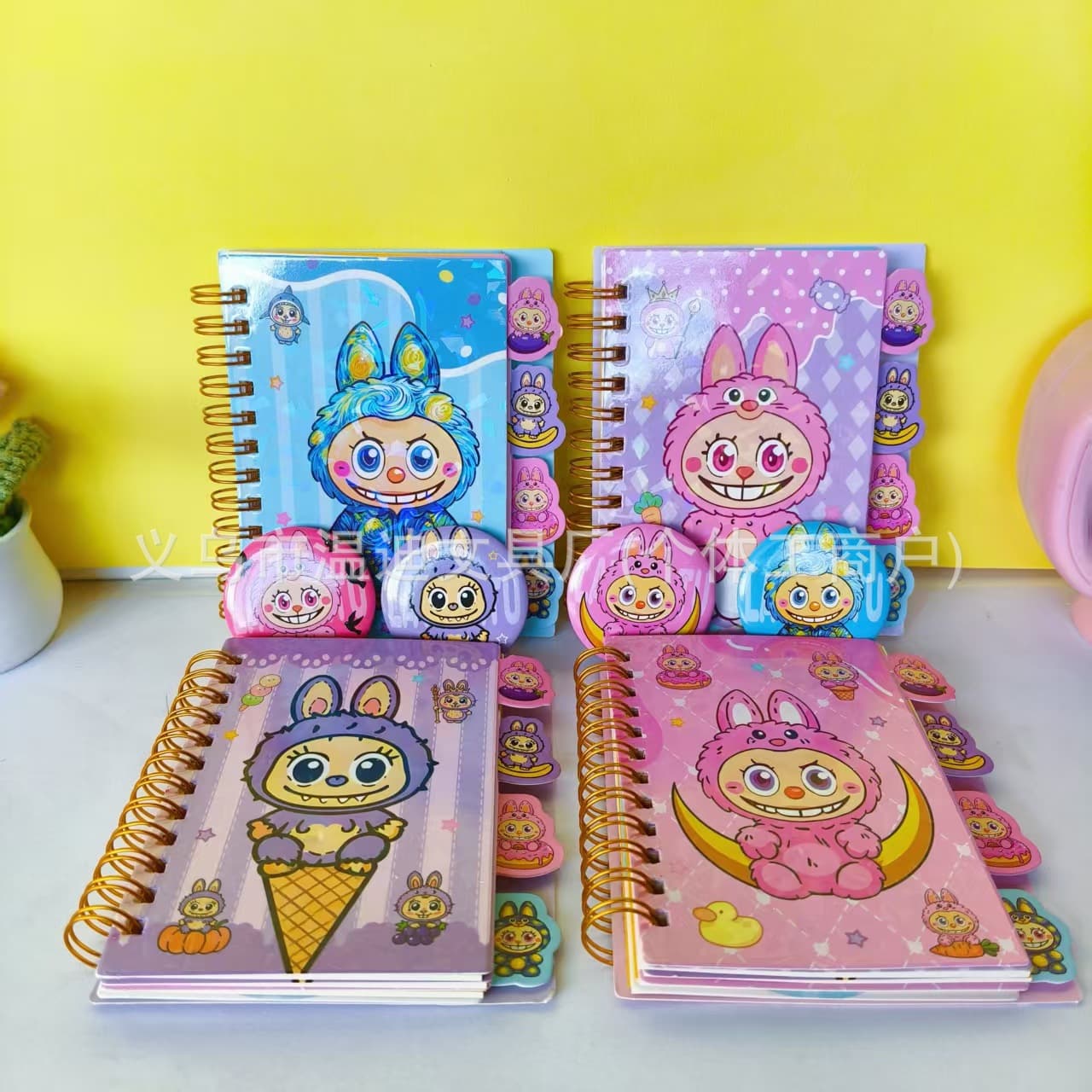 2025 Cross-border Labubu Cute Laku Rabbit Badge Spiral Notebook Student Notepad Cartoon Spiral Notebook Ins Style