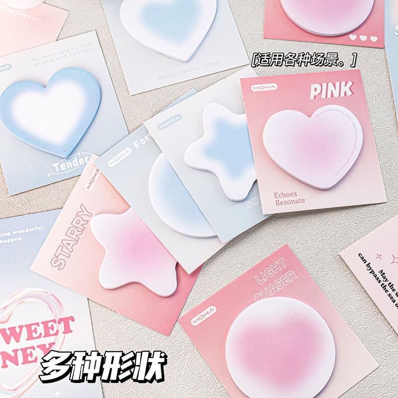 Factory Direct Heart-shaped Blush Sticky Notes Student Adhesive Notepads Ins-style High Aesthetic Design