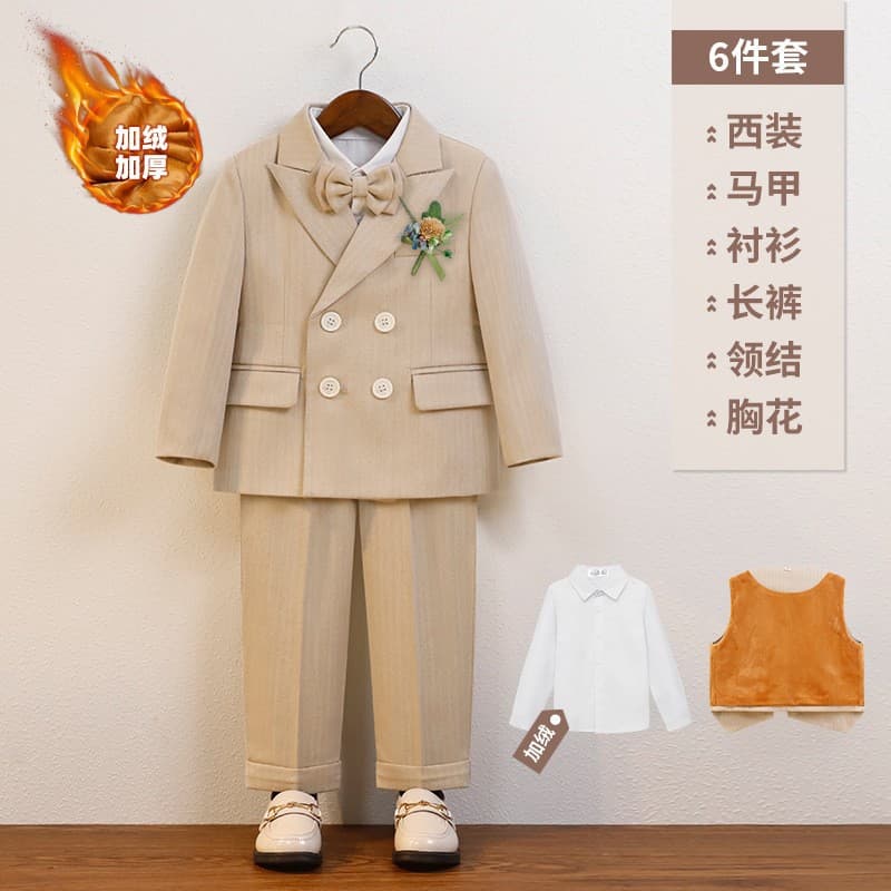 New Spring Children's Formal Wear British Gentleman Vest Set for Boys, Flower Boy Wedding Suit, Baby First Birthday Performance Costume