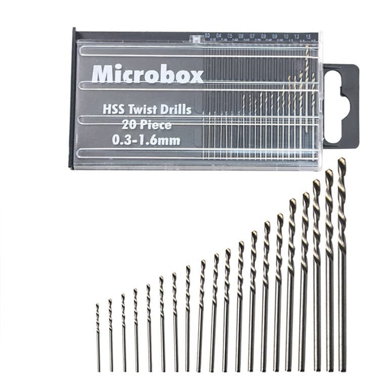 Cross-Border 20Pc Fully Ground Mini Twist Drill Micro Small Drill Bit 20 Pieces Plastic Boxed Electric Drill Hole Opening Set