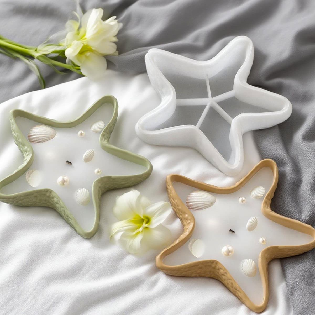 Starfish Candle Cup Plaster Cement Silicone Mold DIY Resin Simple Storage Tray Ocean Decoration Mold