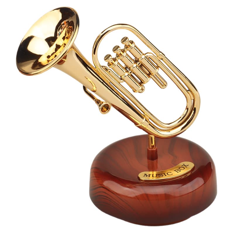 Rotating Violin Music Box Guitar Instrument Music Box Saxophone Model Creative Ornament Gift for Office Living Room