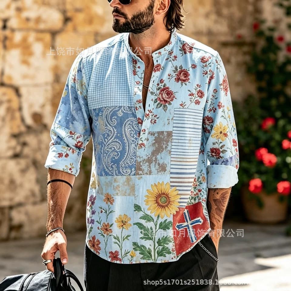 Cross-Border European and American Summer 3D Printed Men's Loose Fashion Pullover Foreign Trade Amazon Independent Site Shirt Top