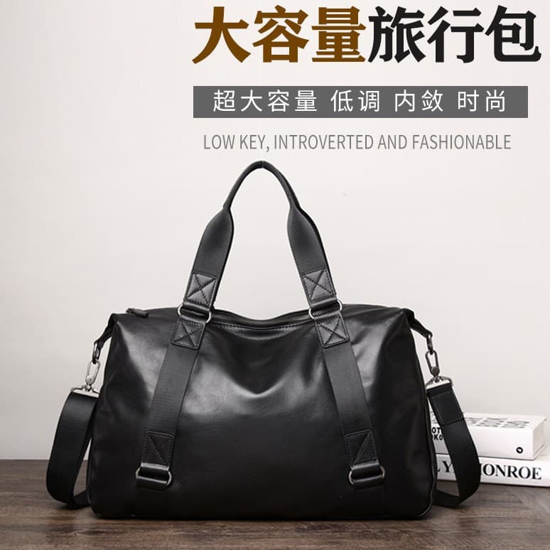 Genuine Leather Large Capacity Travel Bag for Men, Premium Top-Grain Waterproof Business Trip Hand Luggage