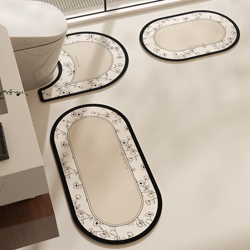 Bathroom Absorbent Quick-Dry Floor Mat, Anti-Slip Foot Mat for Bathroom Doorway, Toilet and Sink Set, Household Washbasin Floor Mat