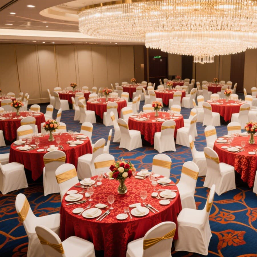 Hotel Restaurant Wedding Banquet Round Tablecloth Skirt Table Cover Banquet Dining Tablecloth Fabric Crochet Jacquard Thick