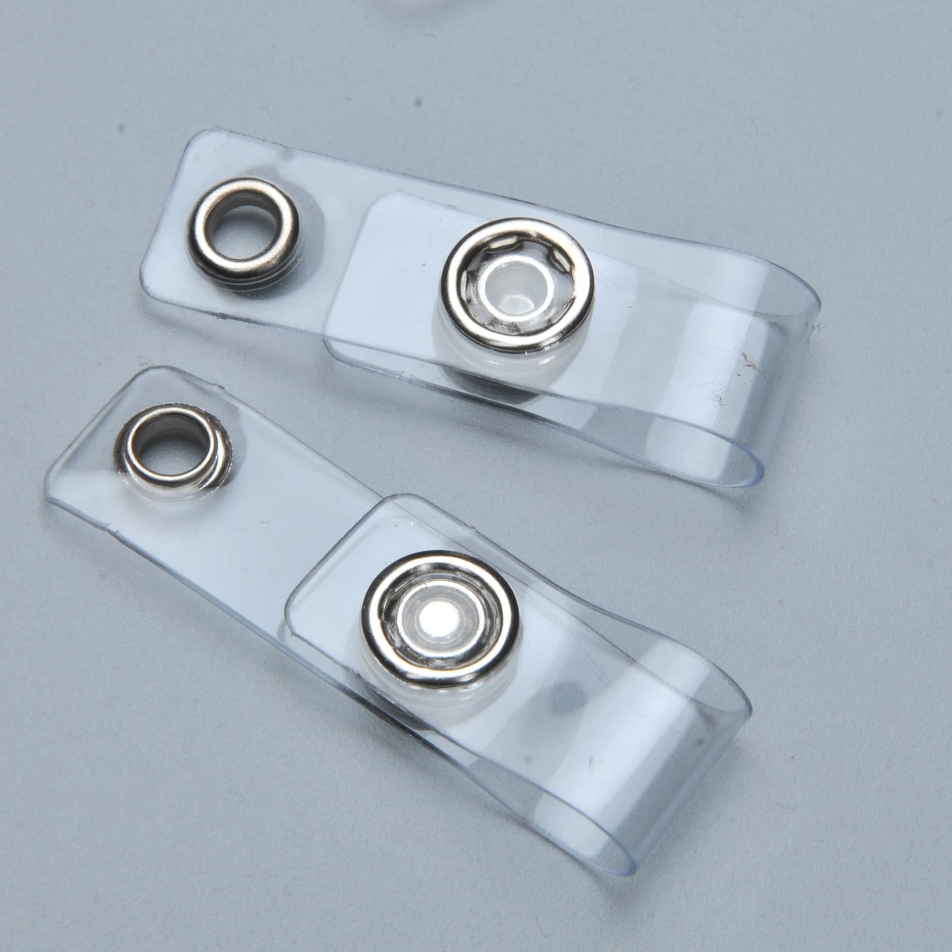 Stainless Steel Snap Button PVC Strip Clip, Retractable Pull-Tab Accessories, Transparent Button Eyelet Clip for ID Badges, Manufacturer