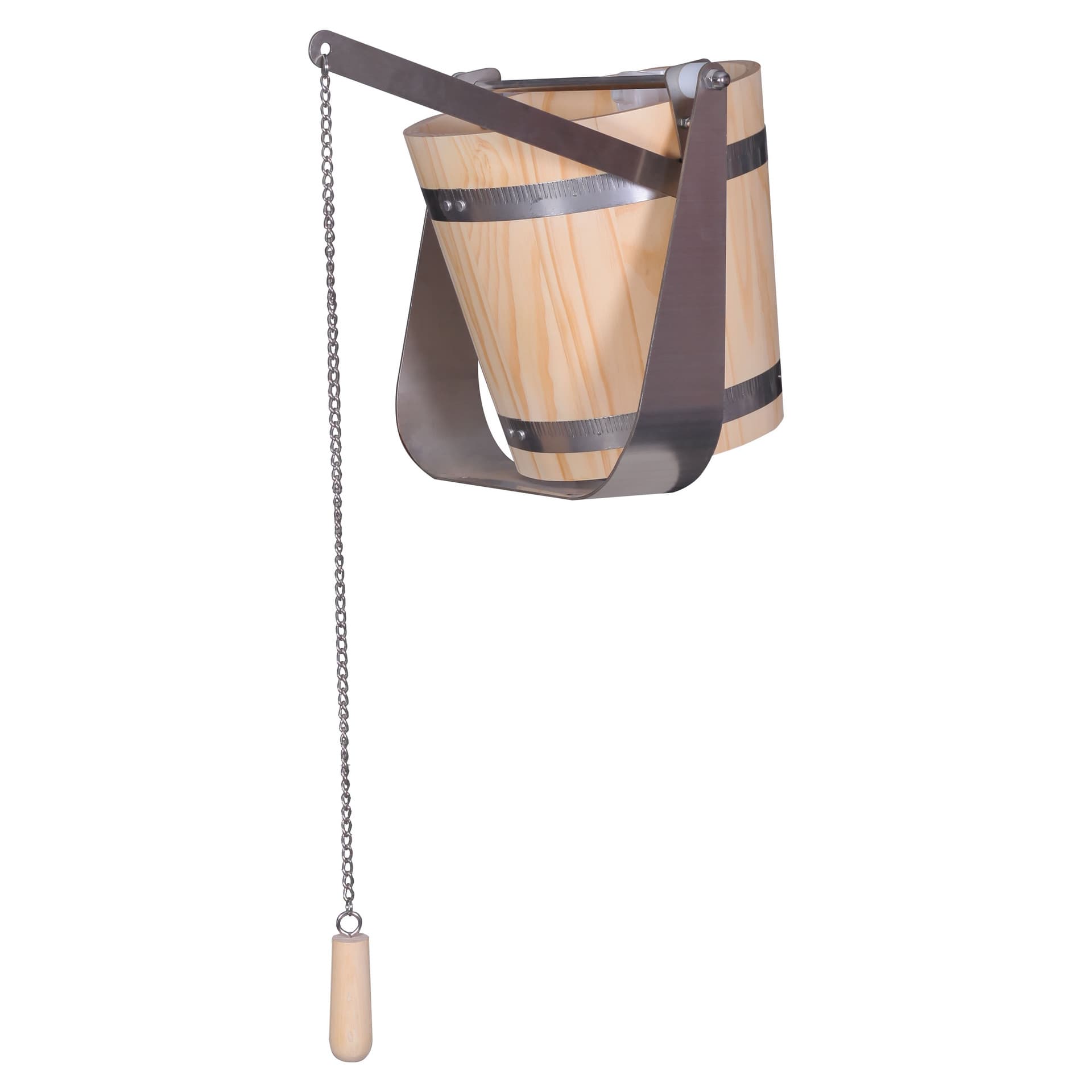 Weipa Sauna Sauna Room Accessories Pine Wood Bucket Stainless Steel Stand Water Pouring Bucket 18L