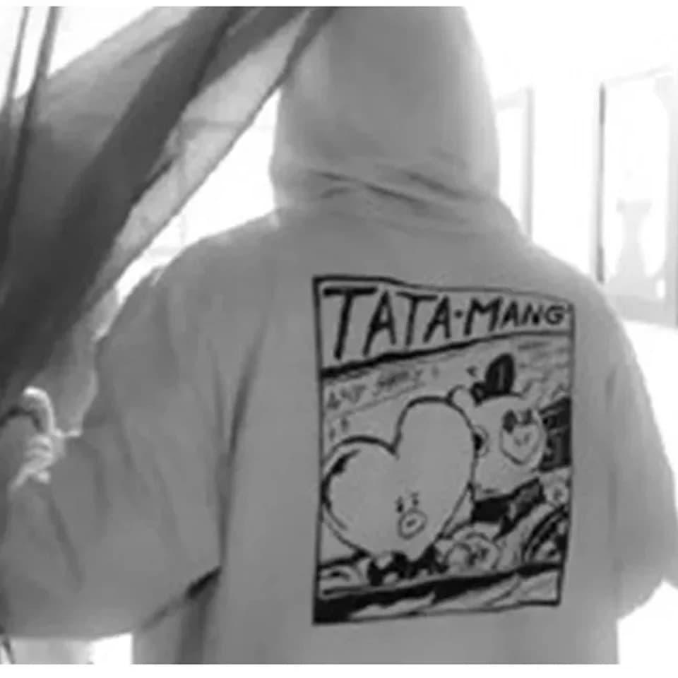 Kpop Y2K Cartoon Gray Sweatshirt Pullover Sweatshirt Zipper Women's Logo Clothing Y2K Streetwear Wide