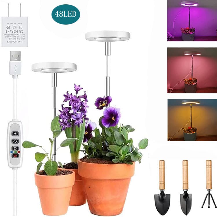 48LED CE certified Angel Ring Plant Growth Light, retractable, ground-mounted, full-spectrum succulent grow light