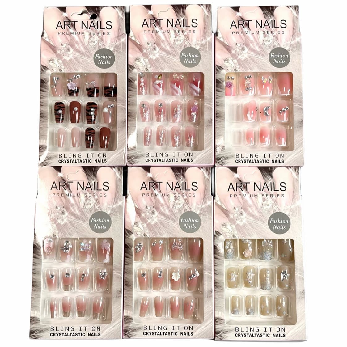 European and American Middle Eastern Cross-Border Manicure 12-Color Diamond Style Mixed Wearable Short Nails Push-Type Fake Nail Patches