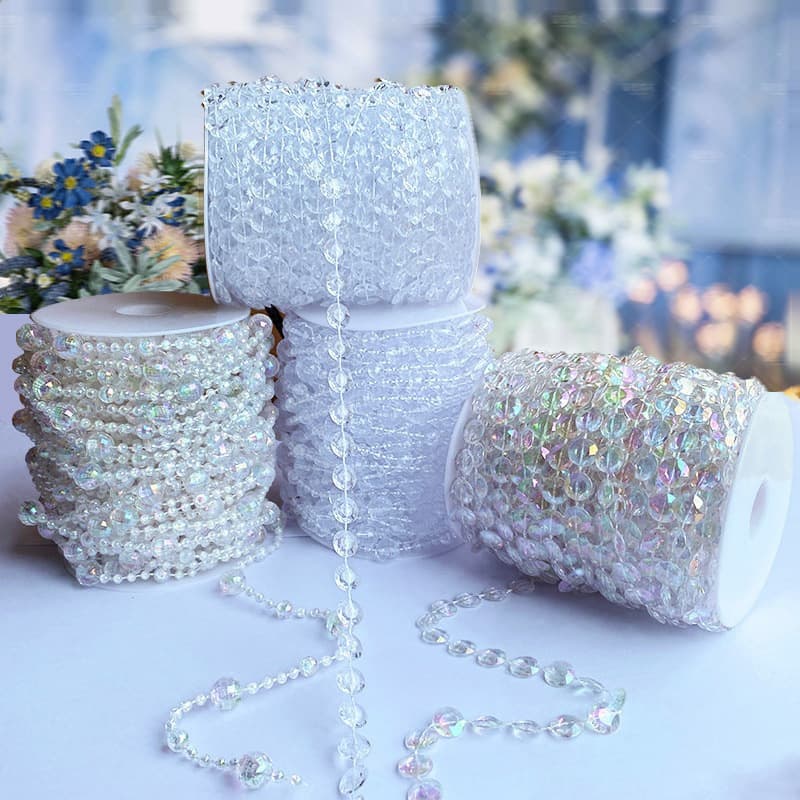 New Acrylic Connecting Beads Transparent Bead String Crystal Flying Saucer Bead Chain Wedding Decoration Bead Curtain Accessories