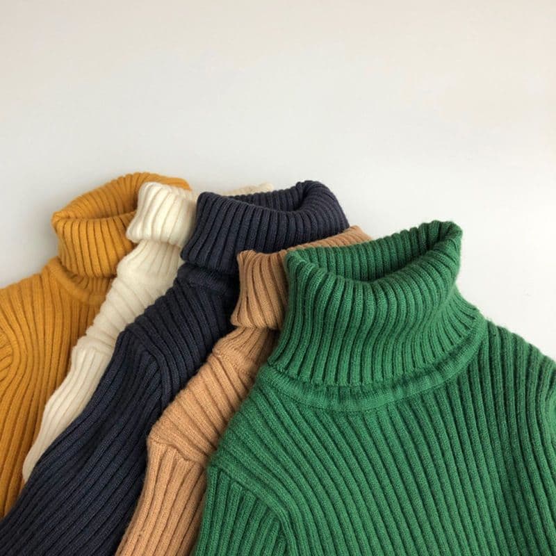 Stylish Versatile Kids Sweater Wholesale Autumn Winter Long Sleeve Boys Girls Knit Base Layer Children's Clothing Baby Turtleneck Top