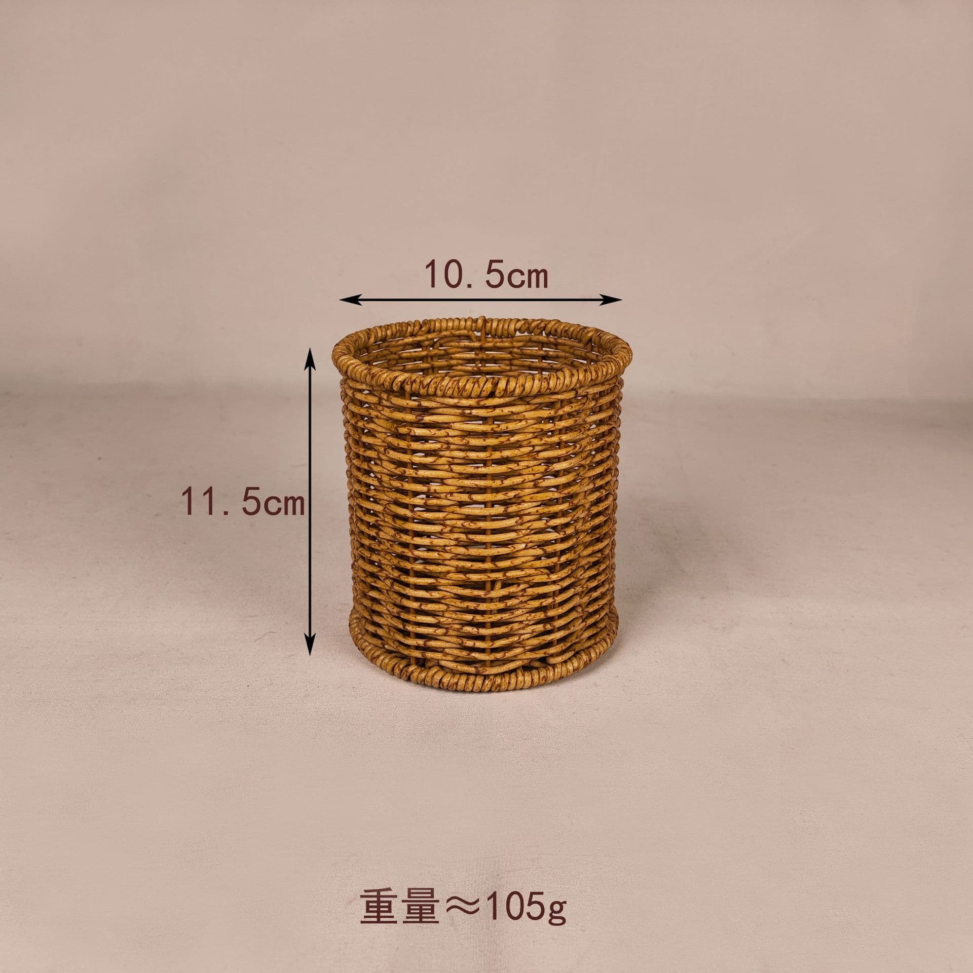 New Wholesale Stationery Organizer Round Desktop Creative Pen Holder Handwoven Rattan Multi-Purpose Pen Container