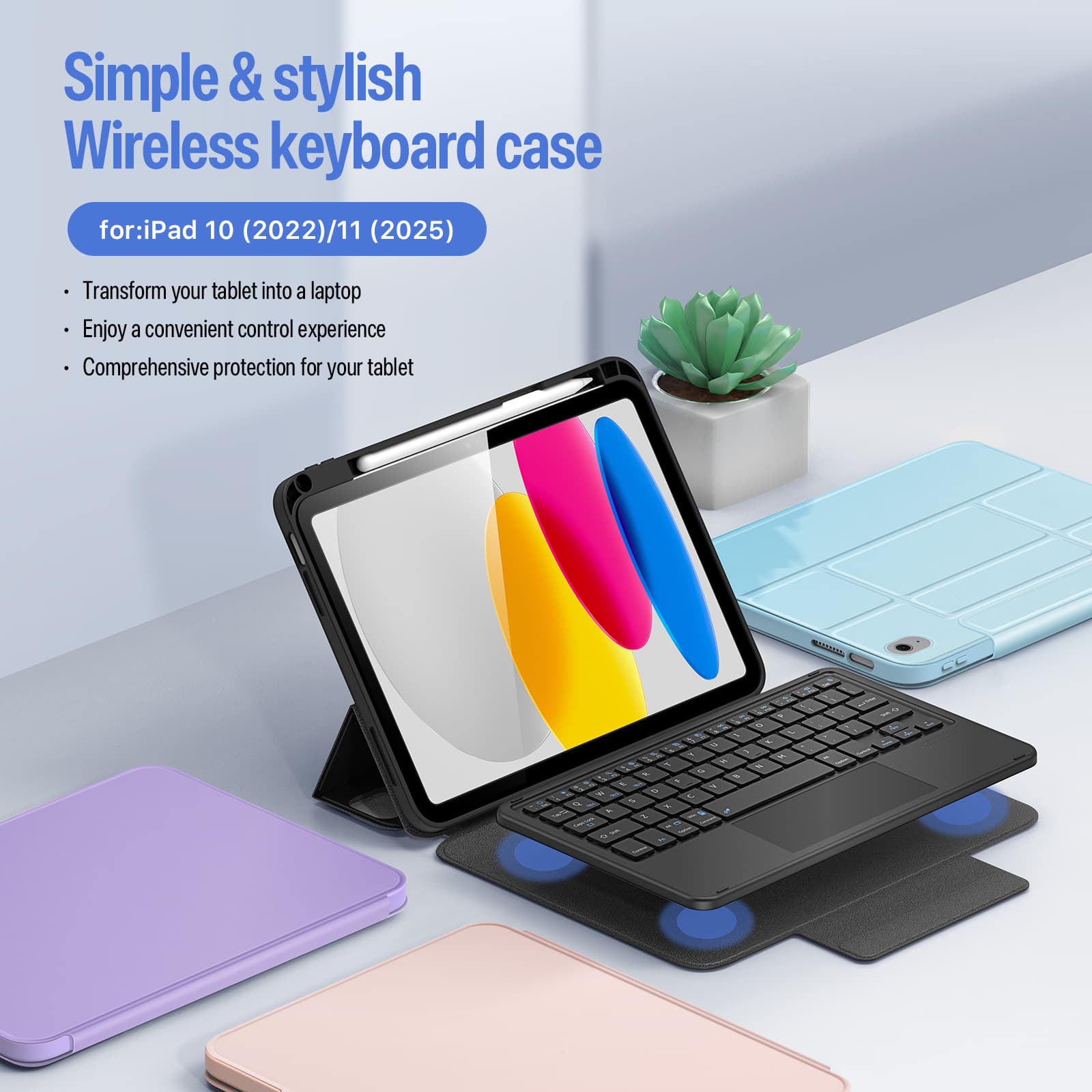 iPad 11 Bluetooth Keyboard Case, Russian and Korean Keyboard Layout, Book Style Keyboard Russian