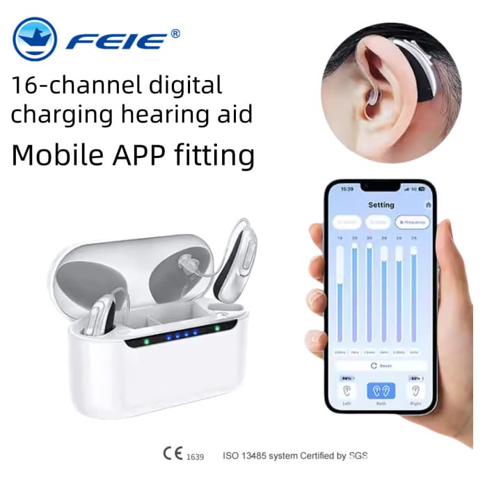 Fei'e Cross-Border Behind-the-Ear Rechargeable Hearing Aid 16-Channel Digital Mobile APP Hearing Aid