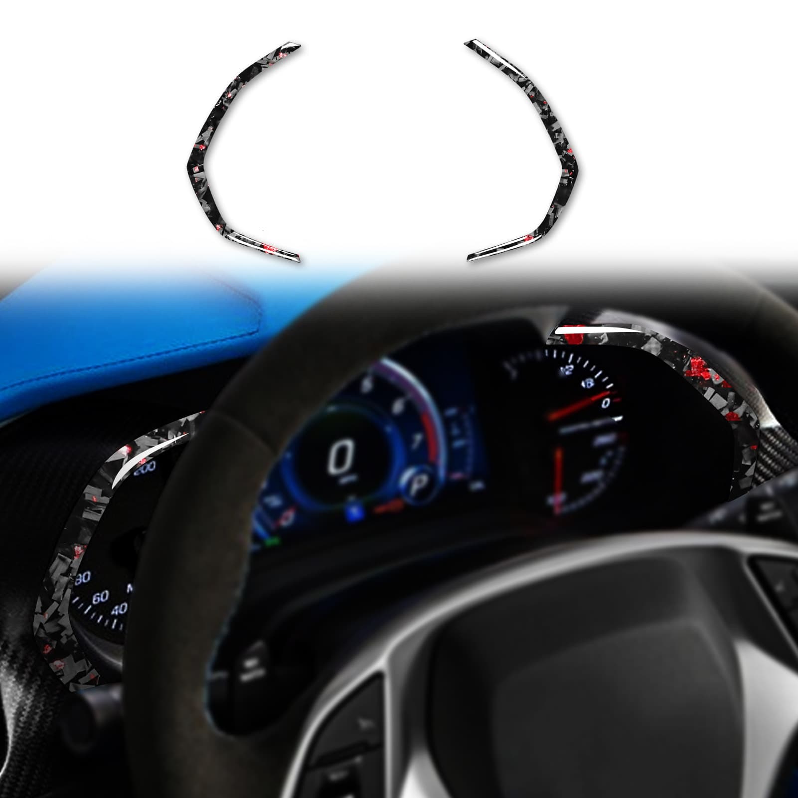 Suitable for 14-19 Chevrolet Corvette C7 instrument frame carbon fiber forged gold foil red car interior
