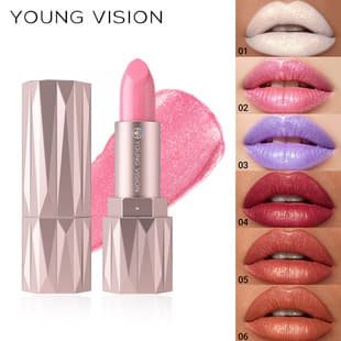 YOUNG VISION Shimmer Lipstick Fine Glitter 6-Color Easy to Apply Shiny Delicate Lipstick American European Makeup