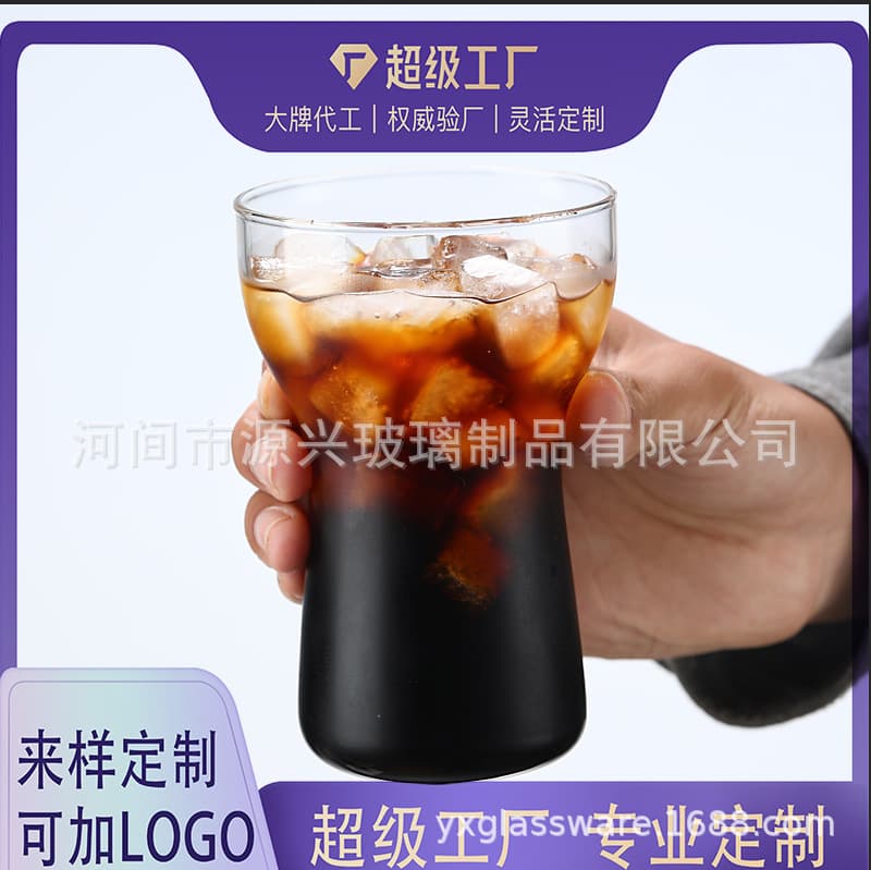 Cross-border Heat-resistant Glass Cola Cup Cold Drink Cup Bamboo Lid Water Cup Iced Americano Cup High-end Internet-famous Coffee Straw Cup