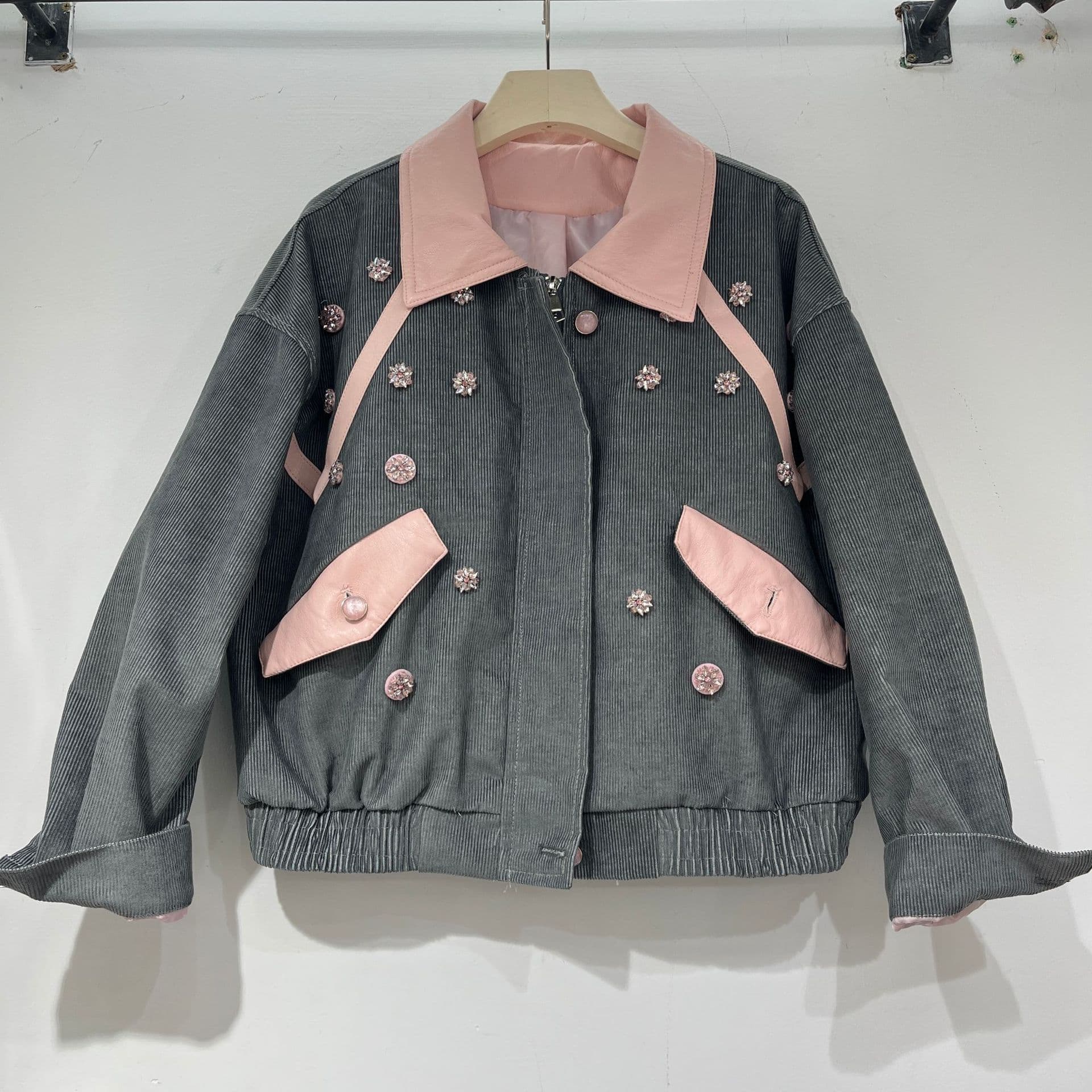 Cross-border Amazon Fashion Retro Contrast Color Patchwork Coat for Women 2026 Fall Petite Trendy Outerwear