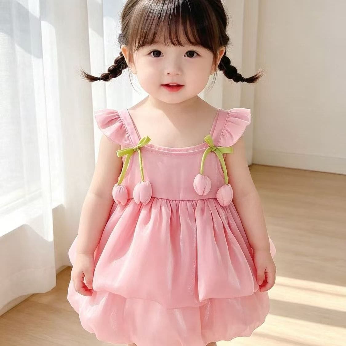 New summer sleeveless floral suspender skirt for baby girls - trendy fashionable princess skirt for infants and young children