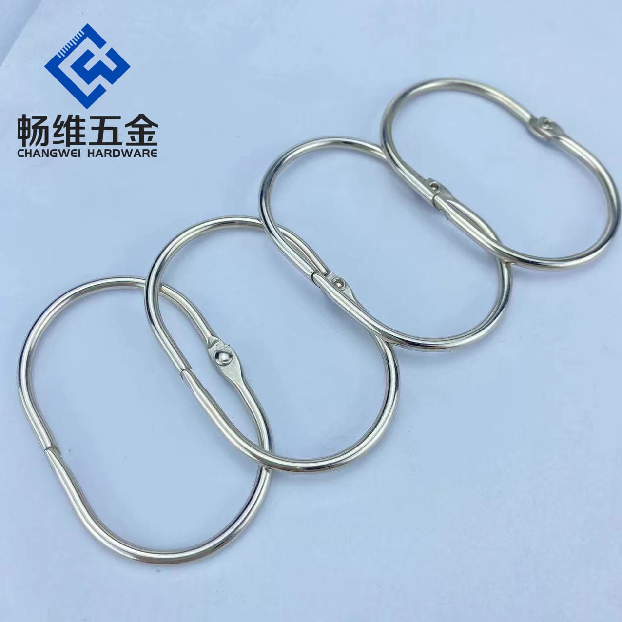 Amazon Cross-border Stainless Steel Oval Shower Curtain Ring Oval Movable Loop Oval Openable Buckle Hinge Snap Ring