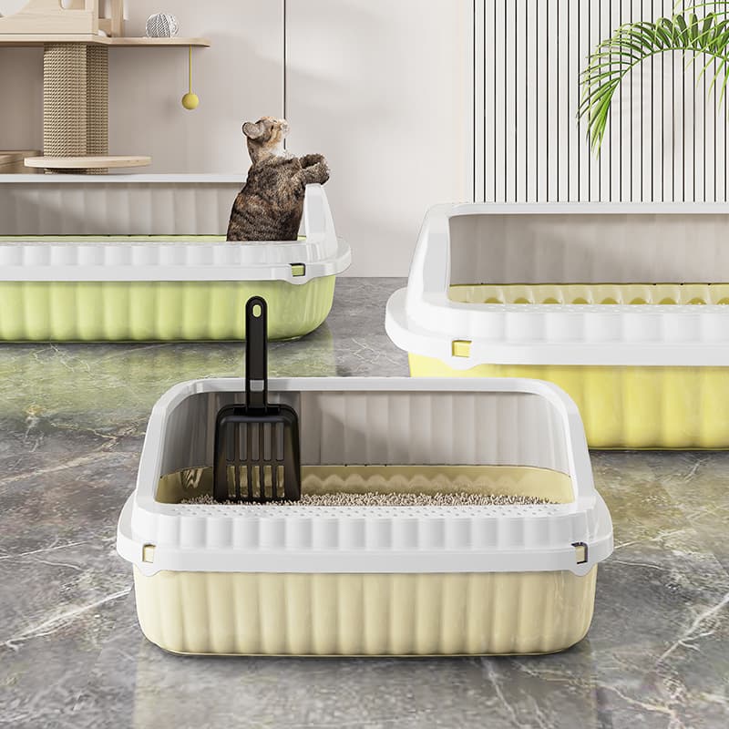 Extra Large Semi-Enclosed Cat Litter Box, Anti-Splash Cat Litter Pan, Cat Supplies, Cat Litter Tray, Cat Poop Box
