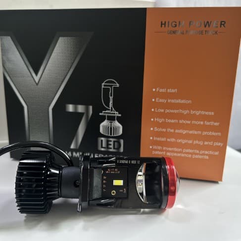 Y7D Lens Car LED Headlight High/Low Beam Integrated H4 Bi-Lens Motorcycle Light 60W Front LED Headlight