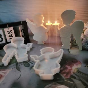 S0652+S0653 Pair of Angel Lifting Ornaments Decoration Cement Plaster Mold DIY Silicone Mold