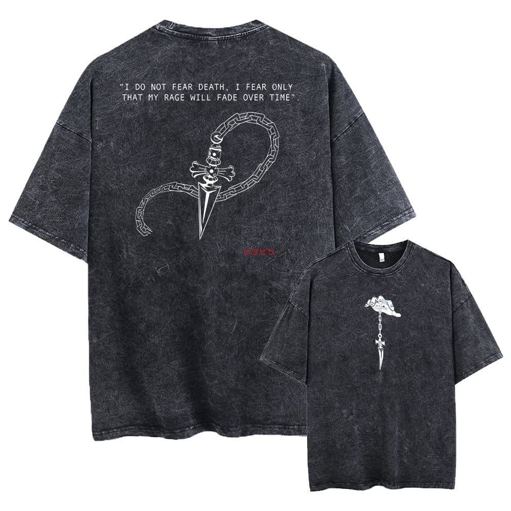 New Hunter X Hunter Anime Print Vintage Washed Cotton Harajuku T-Shirt Streetwear Hip Hop