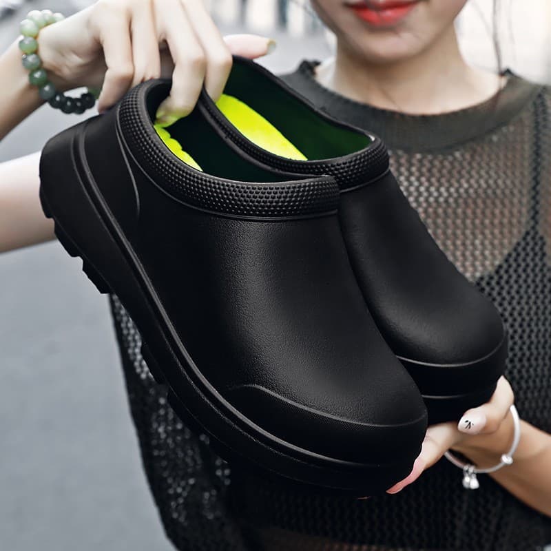 Chef Shoes Breathable Comfortable Waterproof Oil-Proof Kitchen Shoes Men's Spring Autumn Work Shoes Nurse Shoes Rain Shoes Women's Water Shoes Black
