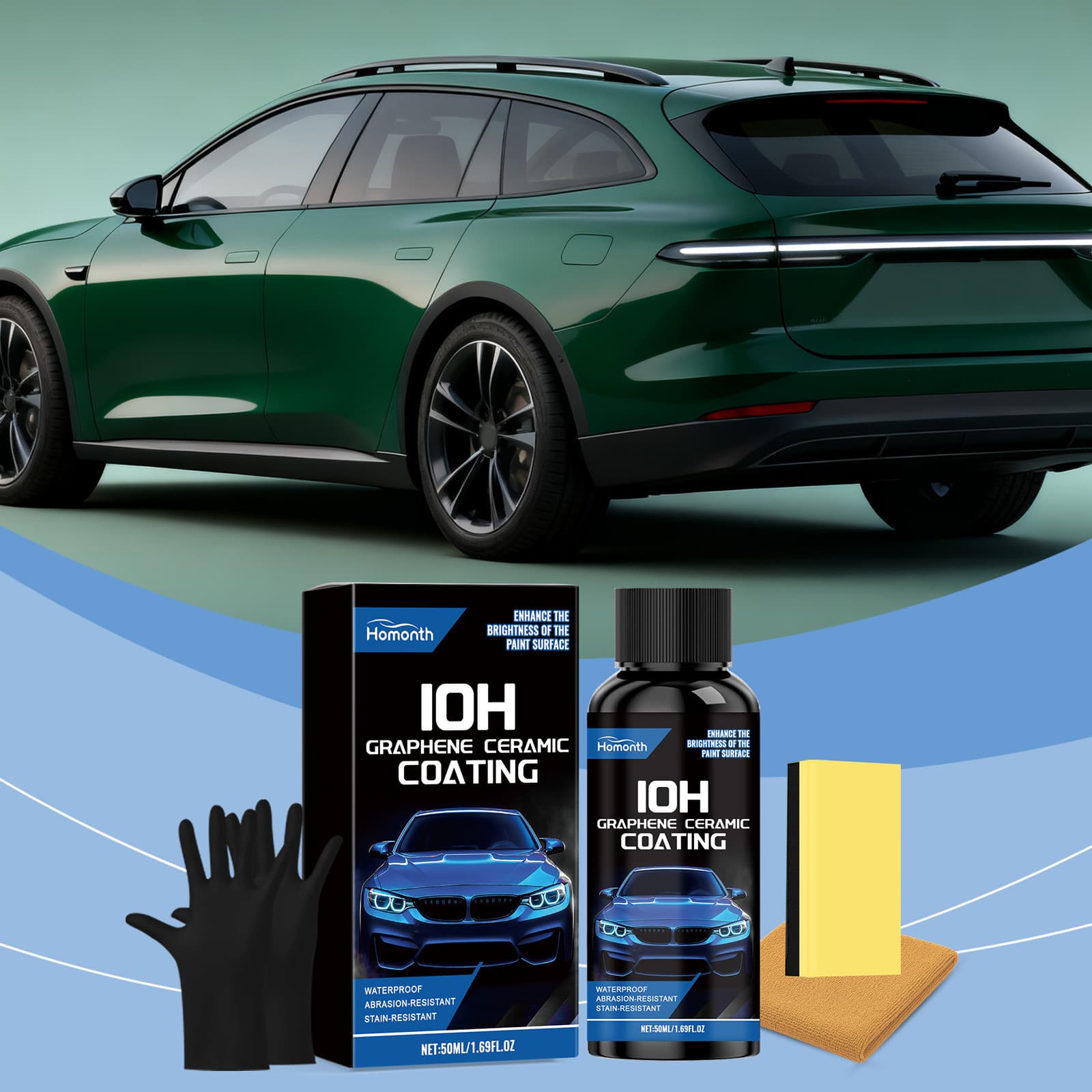 Homonth Car Ceramic Coating Kit Gentle Clean Decontamination Care Car Gloss Renovation Polishing Maintenance