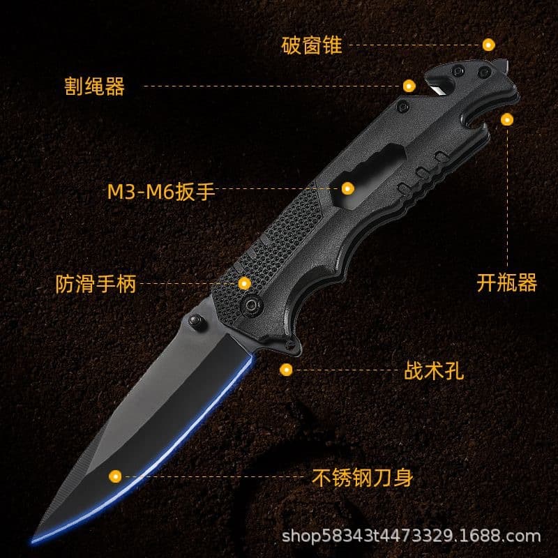Factory Direct High Hardness Stainless Steel Folding Knife for Outdoor Survival, Self-Defense, Tactical Use, Portable Fruit Knife