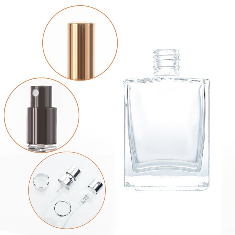 Wholesale Square Perfume Refillable Bottle Press Spray Bottle Transparent Glass Cosmetic Sample Bottle Travel Size Empty Bottle
